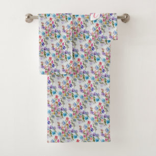 CONJUNTO DE TOALHAS FLORAL LUNÁTICO DA AGUARELA