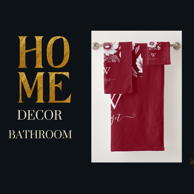 Conjunto De Toalhas Floral Moderno elegante vermelho e branco (Criador carregado)