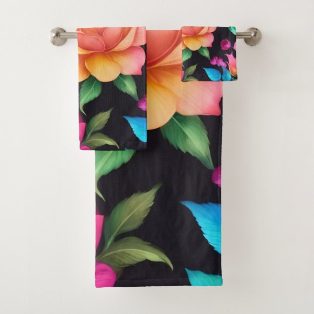 Conjunto De Toalhas Floral Patern Rosa Towel (Insitu)