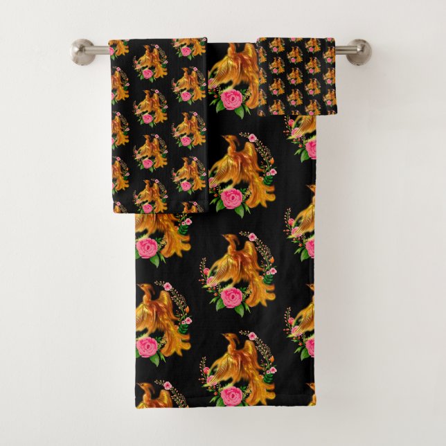 Conjunto De Toalhas Floral Phoenix Nasce Da Fiery Ashes Fantasy (Insitu)