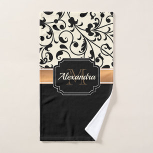 Conjunto De Toalhas Floral preto & branco
