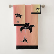 Floral Preto Gradiente Rosa Amarelo Pastel