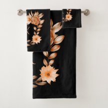 Floral Preto Marrom e Pêssego Monogramado