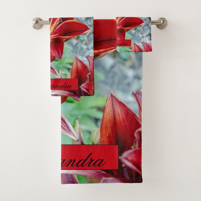 Conjunto De Toalhas Floral Red Stargazer Lily Fotografia (Insitu)