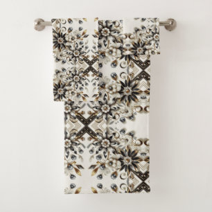 Conjunto De Toalhas Floral Retro Diamante Meados do Século Moderno