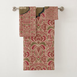 Conjunto De Toalhas Floral Retro Moderno em Vermelho e Verde
