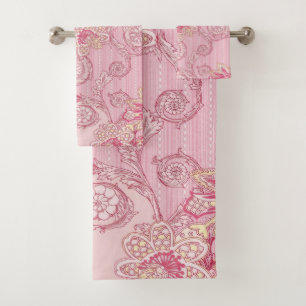 Conjunto De Toalhas floral rosa