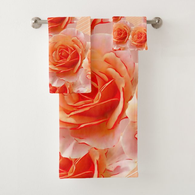 Conjunto De Toalhas Floral Rosa avermelhado-laranja (Insitu)