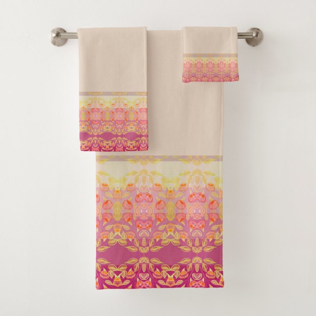 Conjunto De Toalhas Floral Rosa E Apricot (Insitu)