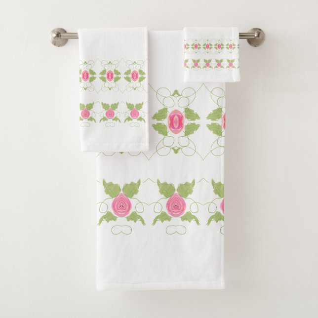 Conjunto De Toalhas Floral Rosa Elegante (Insitu)