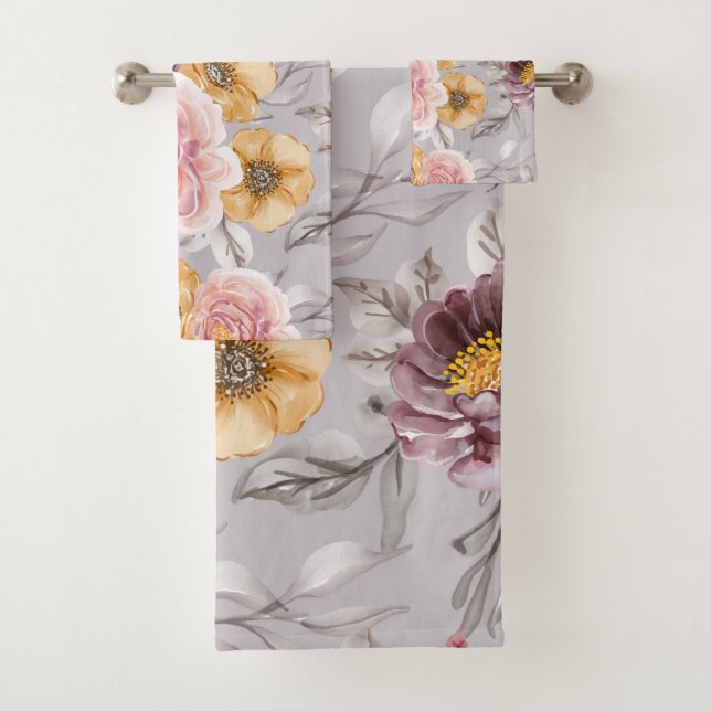 Conjunto De Toalhas  Floral Rosa Moderno Elegante (Insitu)
