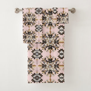 Conjunto De Toalhas Floral Rosa Retro Diamante Moderno Meados do Sécul