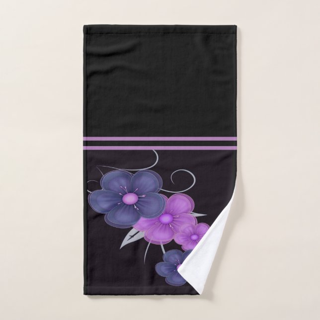 Conjunto De Toalhas floral roxo preto da aguarela (Toalha de mão)