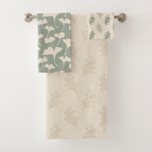 Conjunto De Toalhas Floral Sage Green