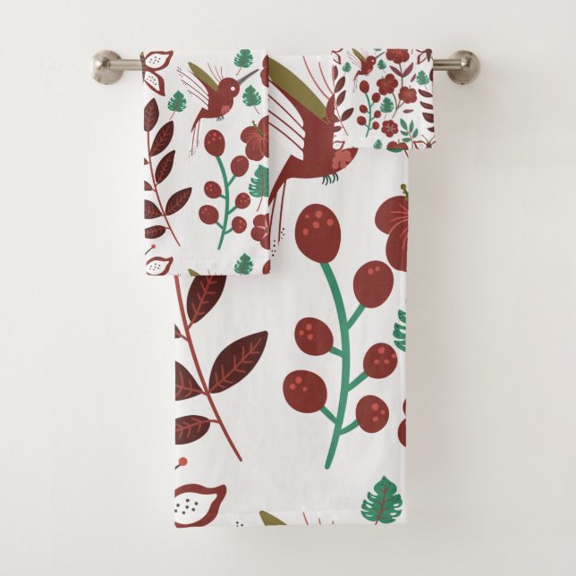 Conjunto De Toalhas Floral seamless pattern birds and butterflies (Insitu)