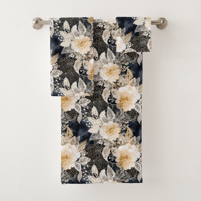 Conjunto De Toalhas Floral Selvagem Negra-Leopardo (Insitu)