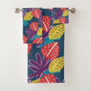 Conjunto De Toalhas Floral tropical moderno multicolor exótico