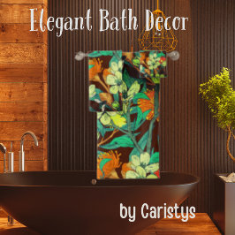 Conjunto De Toalhas Florals Brown, Rust, Teal