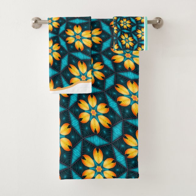Conjunto De Toalhas Flores Abstrato amarelas (Insitu)