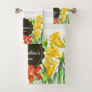 Conjunto De Toalhas Flores Amarelas Amarelas de Cor-de-Água