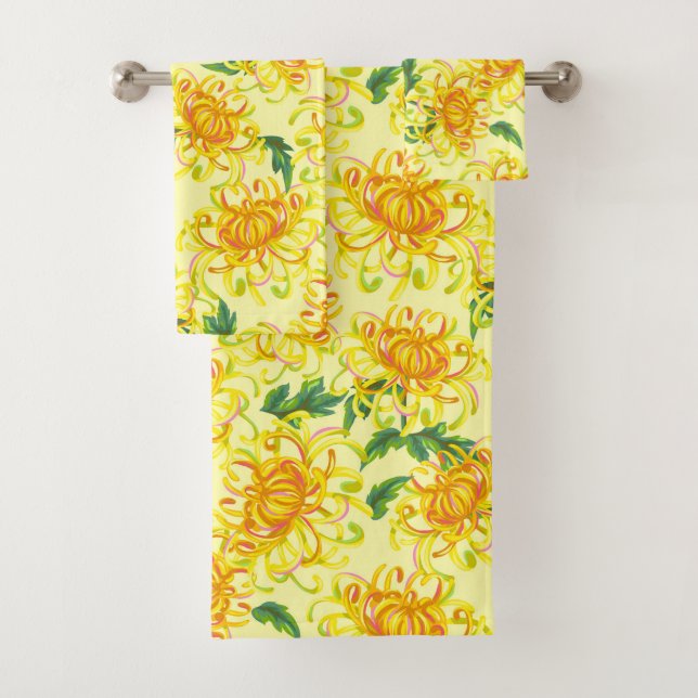 Conjunto De Toalhas Flores Amarelas de Crisântemo (Insitu)