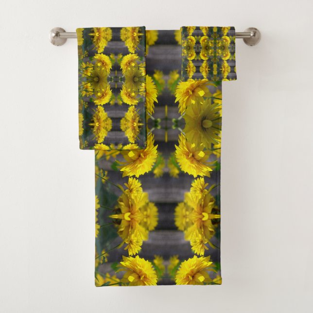 Conjunto De Toalhas Flores Amarelas Em Abstrato Sol (Insitu)