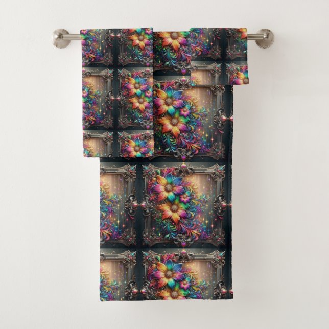 Conjunto de Toalhas Flores Arco-Íris Brilho Femini (Insitu)
