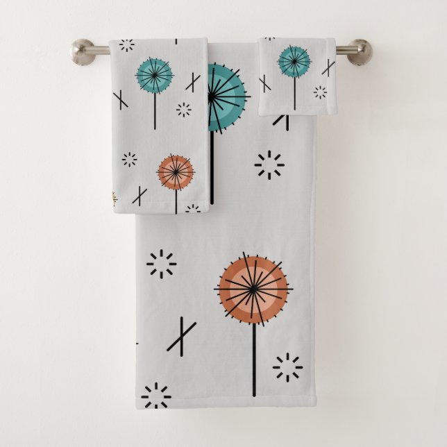 Conjunto De Toalhas Flores Atômicas Retro Multicolores (Insitu)