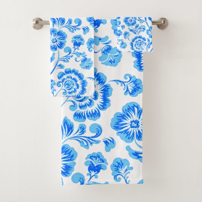 Conjunto De Toalhas Flores Azuis (Insitu)