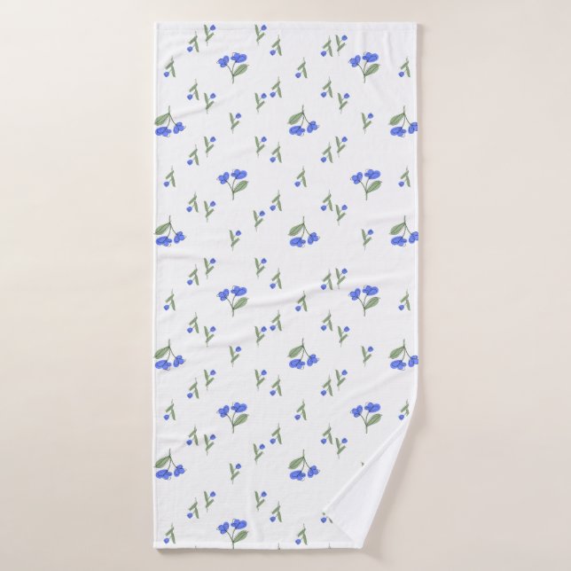 Conjunto De Toalhas Flores azuis  (Toalha de Banho)
