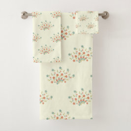 Conjunto De Toalhas Flores Azuis, Flores Vermelhas, Padrão De Flores