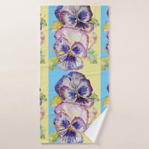 Conjunto De Toalhas Flores Azuis Púrpuras Flores Bandas Florais