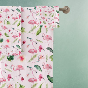 Conjunto De Toalhas Flores Bonito e Flamingo Rosa
