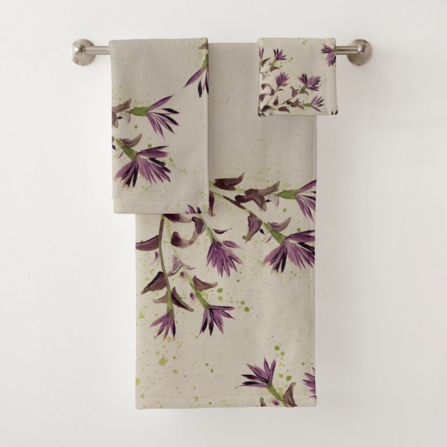 Conjunto De Toalhas Flores bonito Roxo E Limão (Insitu)