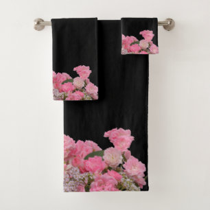 Conjunto De Toalhas Flores brancas, cor-de-rosa, cor-de-rosa, fundo pr