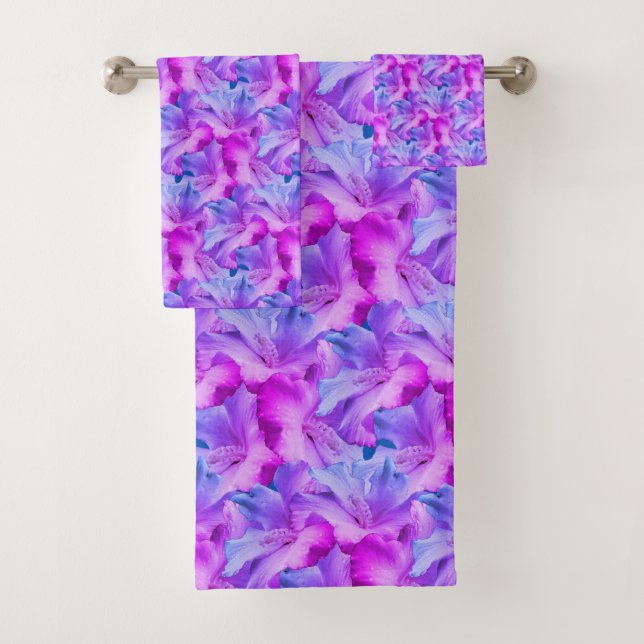 Conjunto De Toalhas Flores Brancas de Hibisco Buquê Inclinado (Insitu)