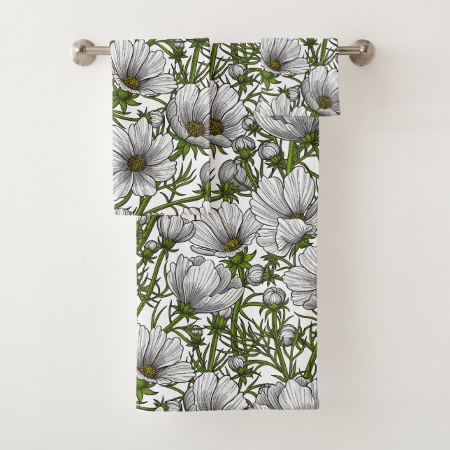 Conjunto De Toalhas Flores brancas do cosmos (Insitu)