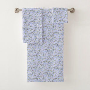 Conjunto De Toalhas Flores Brancas em Azul
