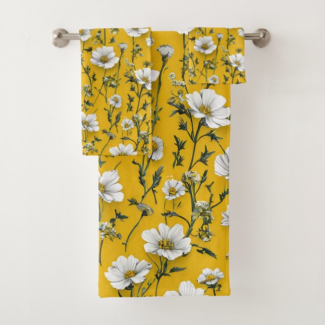 Conjunto De Toalhas Flores brancas fofas (Insitu)