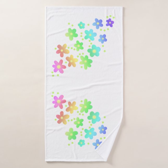 Conjunto De Toalhas Flores Caprichosas de Arco-íris (Toalha de Banho)