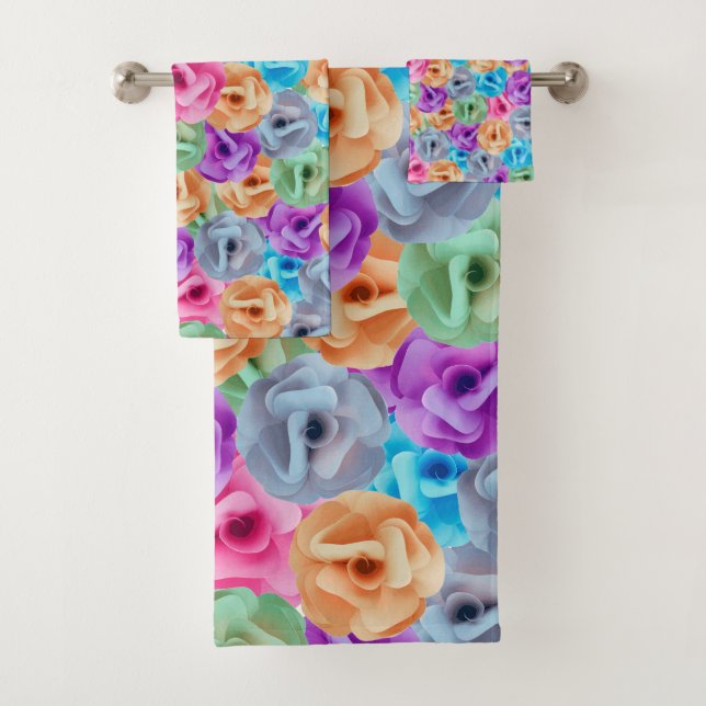 Conjunto De Toalhas flores coloridas (Insitu)