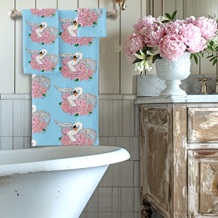 Conjunto De Toalhas Flores Cor-de-rosa brancas