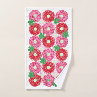 Conjunto De Toalhas Flores Cor-de-Rosa e Vermelhas de Xilogravura Vint