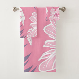 Conjunto De Toalhas Flores cor-de-rosa tropicais hibisco