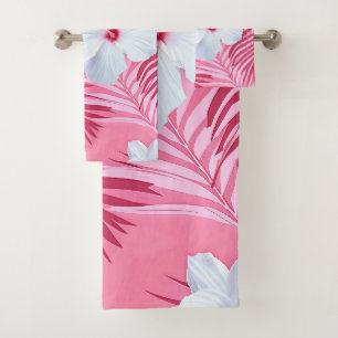 Conjunto De Toalhas Flores cor-de-rosa tropicais hibisco