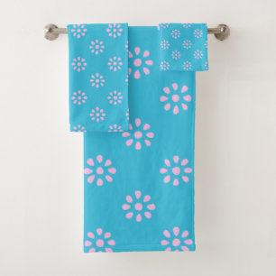 Conjunto De Toalhas Flores cor-de-rosa turquesas Boho Padrão estétic