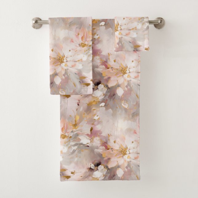 Conjunto De Toalhas Flores de Abstrato branco cintilantes (Insitu)