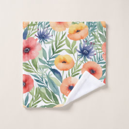 Conjunto De Toalhas Flores de aquarela padrão