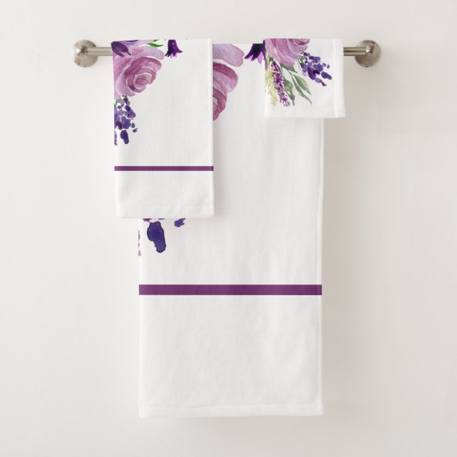 Conjunto De Toalhas Flores de Aquarela Ultra Violeta (Insitu)