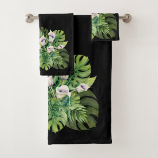 Conjunto De Toalhas Flores de calla e folhas tropicais
